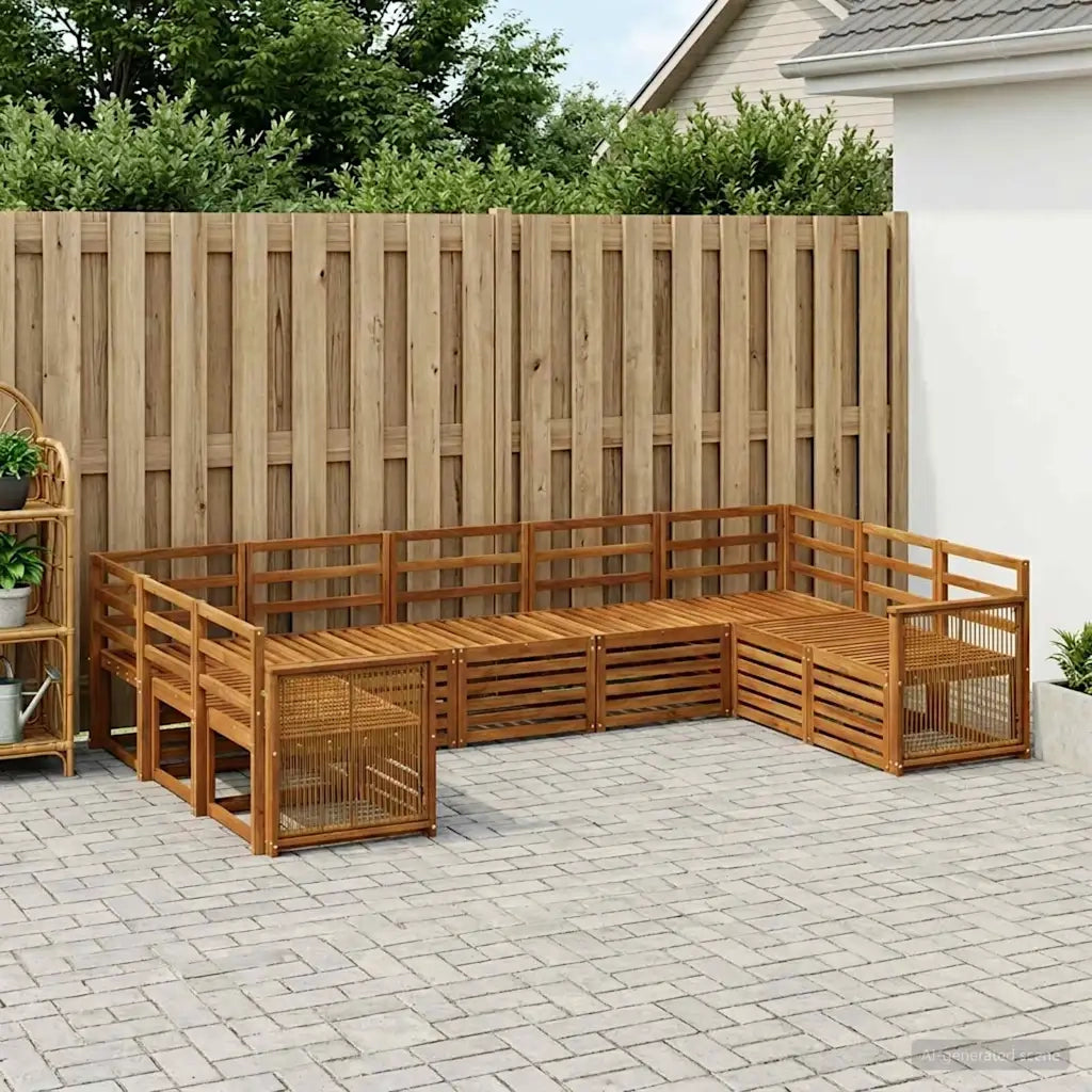 Set divano sezionale 7 pcs Naturale Legno di Acacia Massello