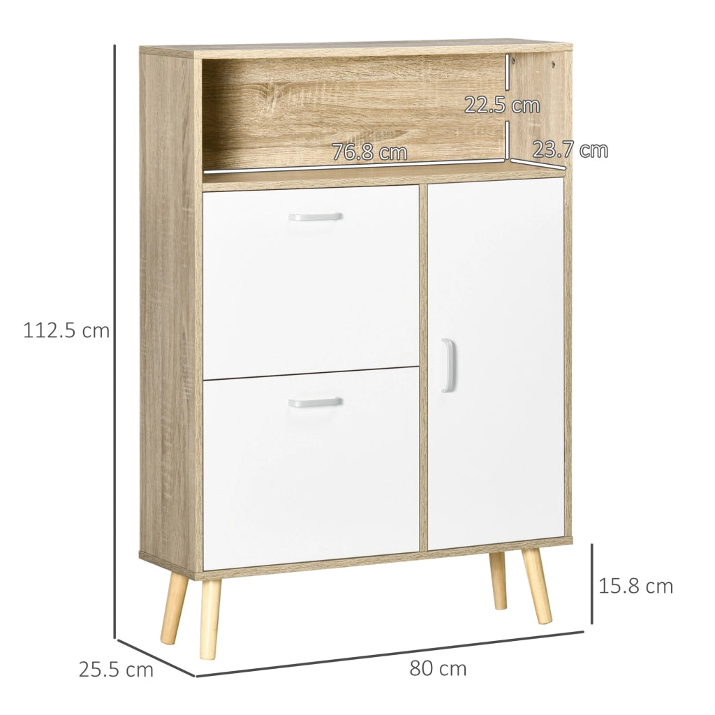 Armadio per scarpe ¨C zephmum ¨C 80x25.5x112.5cm, Bianco, Legno