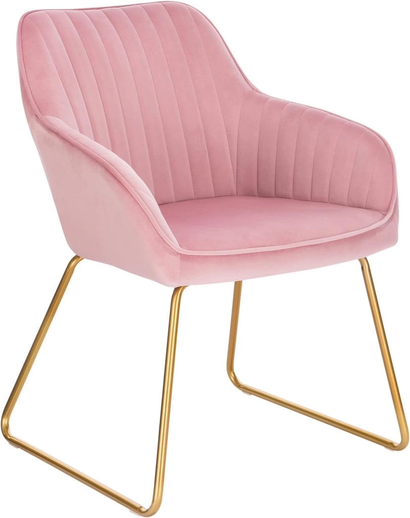 1x sedie sala da pranzo sedie cucina moderne poltroncina salotto Adatte per Sala da Pranzo, Soggiorno, Camera da Letto Estetica in Tessuto di velluto Metallo dorato Rosa BH246rs-1