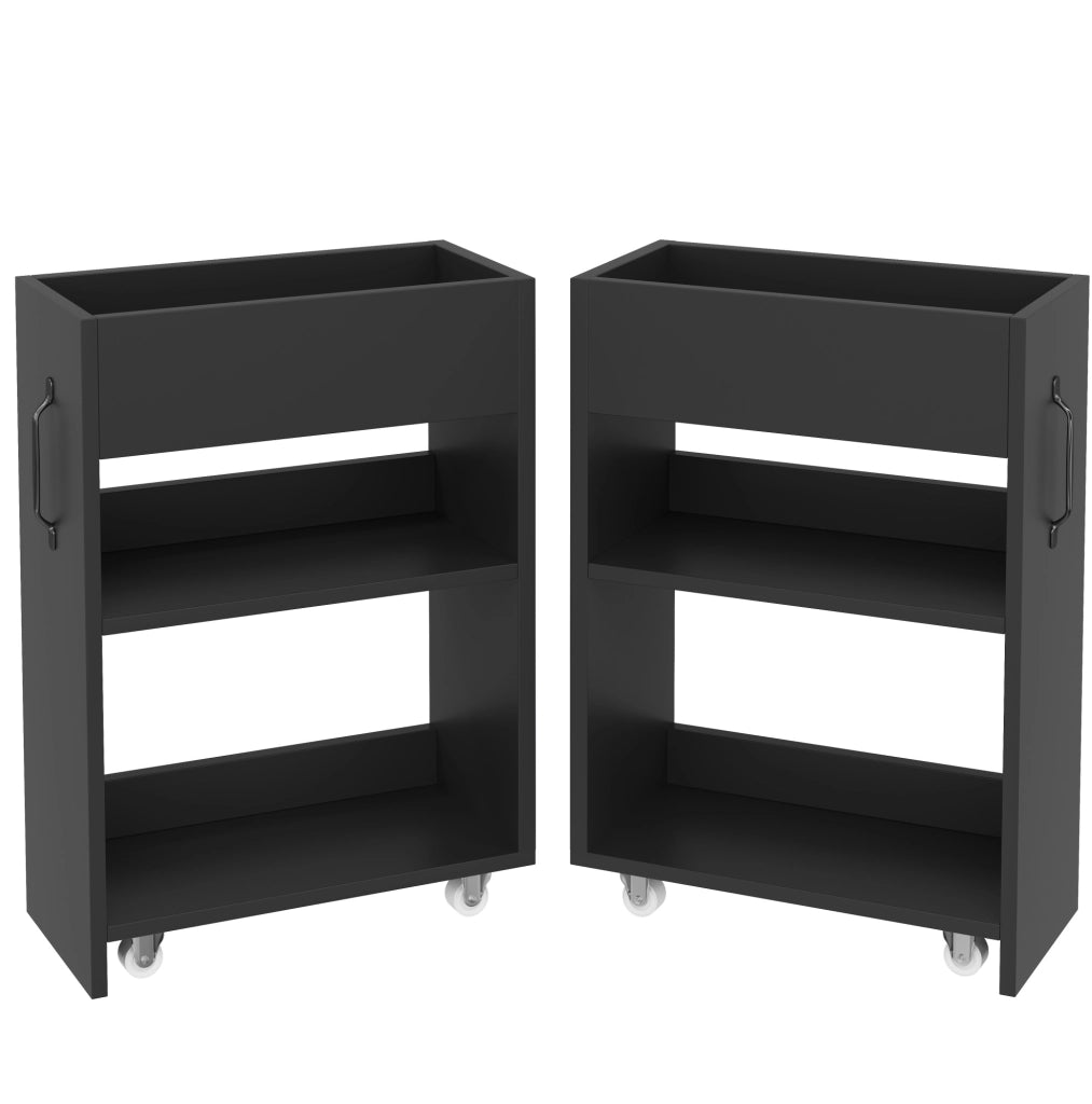 Mobile contenitore 52x50x75 cm con ruote e cassetti laterali estraibili; in truciolato nero