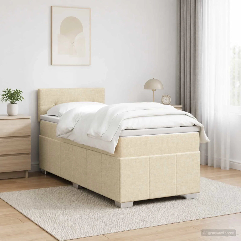 Letto box spring con materasso Crema 90 x 200 cm Tessuto 3452591