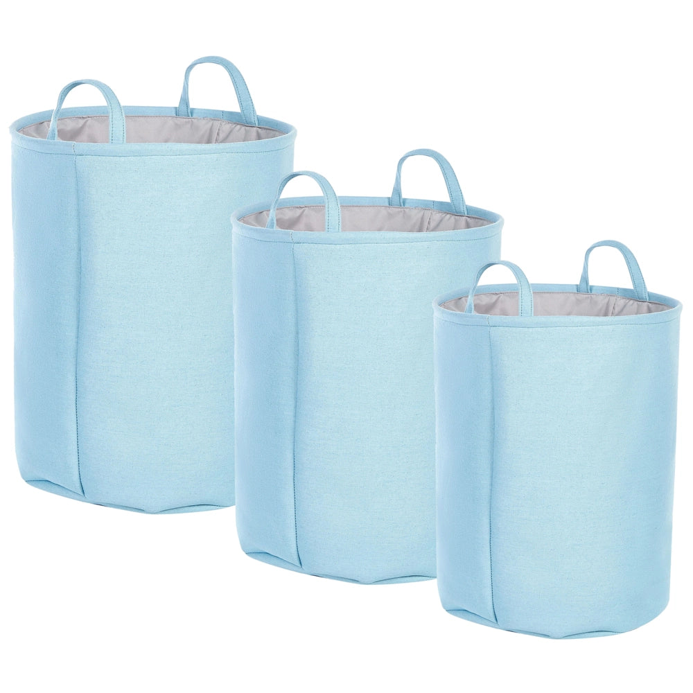 Set di 3 ceste portaoggetti in cotone bianco con copertura a coulisse Cestino per la biancheria Accessori pratici