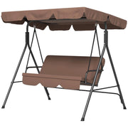 DONDOLO DA GIARDINO A 3 POSTI CON TETTUCCIO PARASOLE INCLINABILE E CUSCINI, 172X110X153 CM, MARRONE E NERO