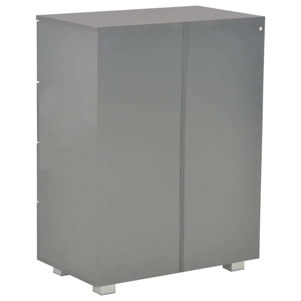 Credenza Grigio Lucido 60x35x80 cm in Legno Multistrato 283714