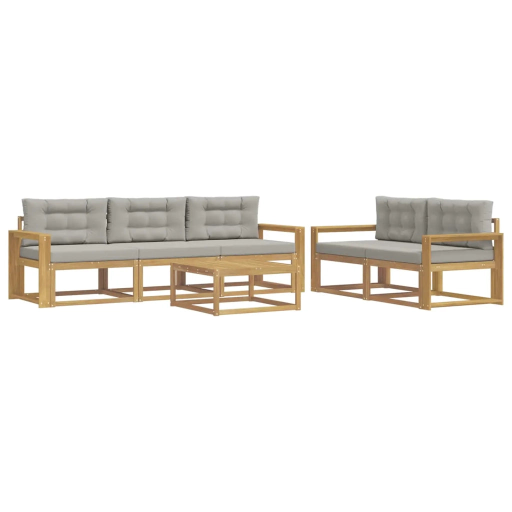 Set di divani da esterno 6 pcs Bianco e Grigio Chiaro