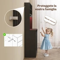 Credenza da Cucina Alta Stile Rustico con 2 Armadietti, Portabottiglie, Prese di Ricarica e Luci LED, Nero