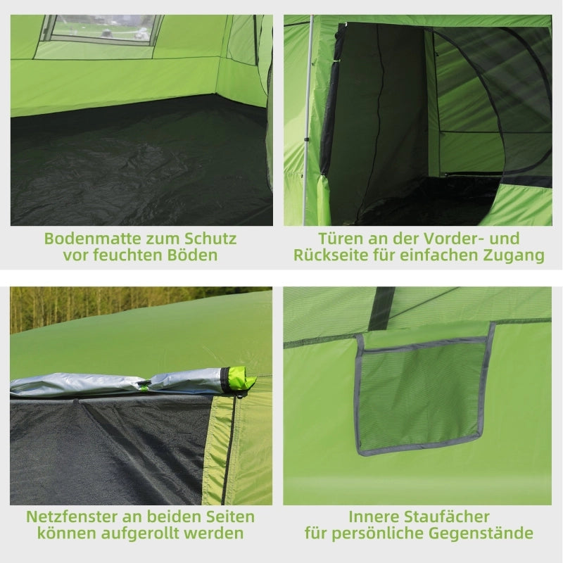 Campeggio Tenda Dome Tenda Famiglia per 4-8 persone con 2 cabine da letto; L405 x W305 x H225cm; ideale per avventure all'aperto