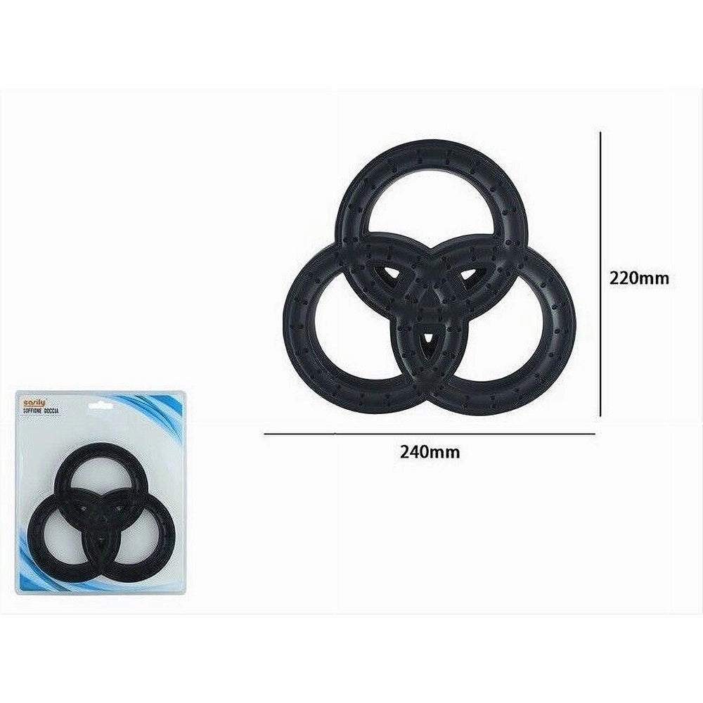 Trade Shop - Soffione Per Doccia Bagno 3 Anelli Ugelli In Abs Doccetta Multigetto Nero 87516 -