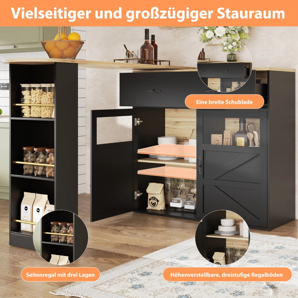 TAVOLO BAR ESTENSIBILE GIREVOLE 138-204x39x104 cm MDF NERO