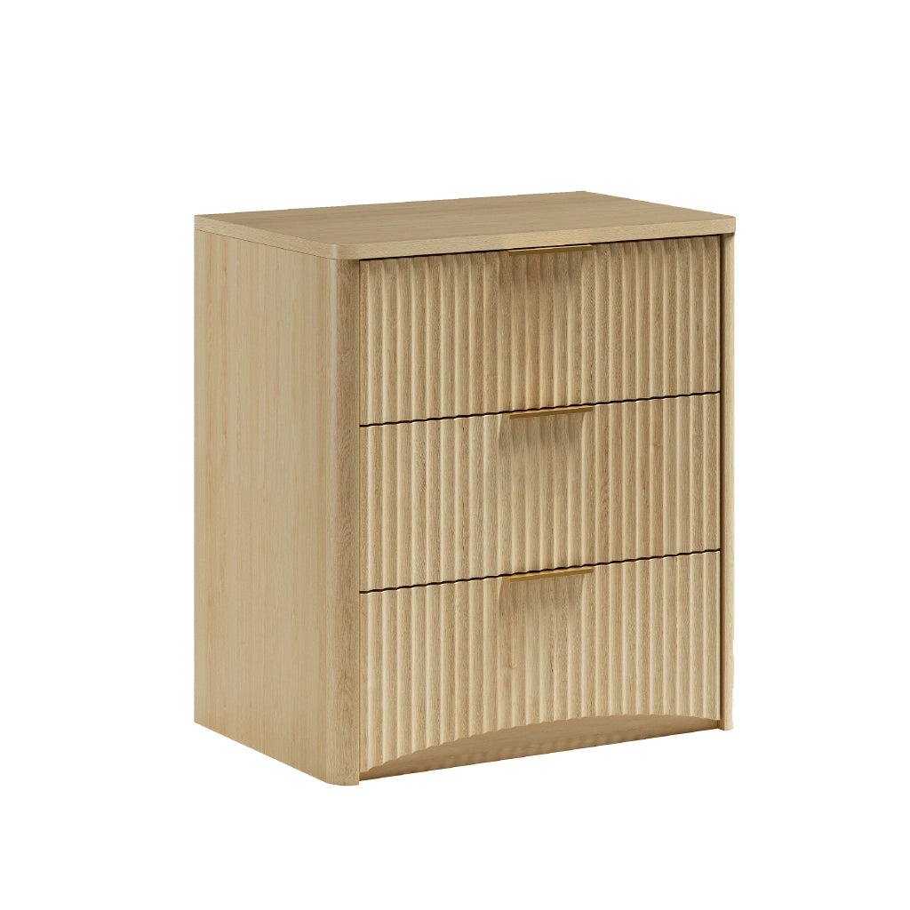 COMODINO con 3 cassetti 58x38x64 cm in MDF colore Rovere