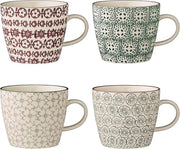 Set di tazze da caffè con manico, grigio verde blu, ceramica, confezione da 4 pezzi