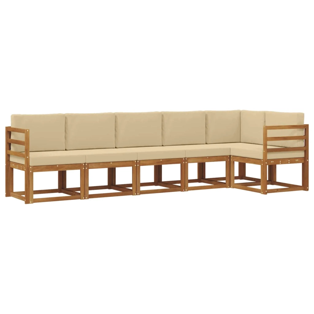 Set di divani da esterno con cuscino 6 pcs Naturale e Beige