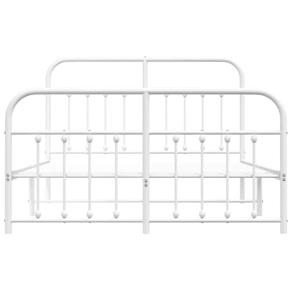 Giroletto con Testiera e Pediera-Struttura Letto Metallo Bianco 140x200 cm 216477