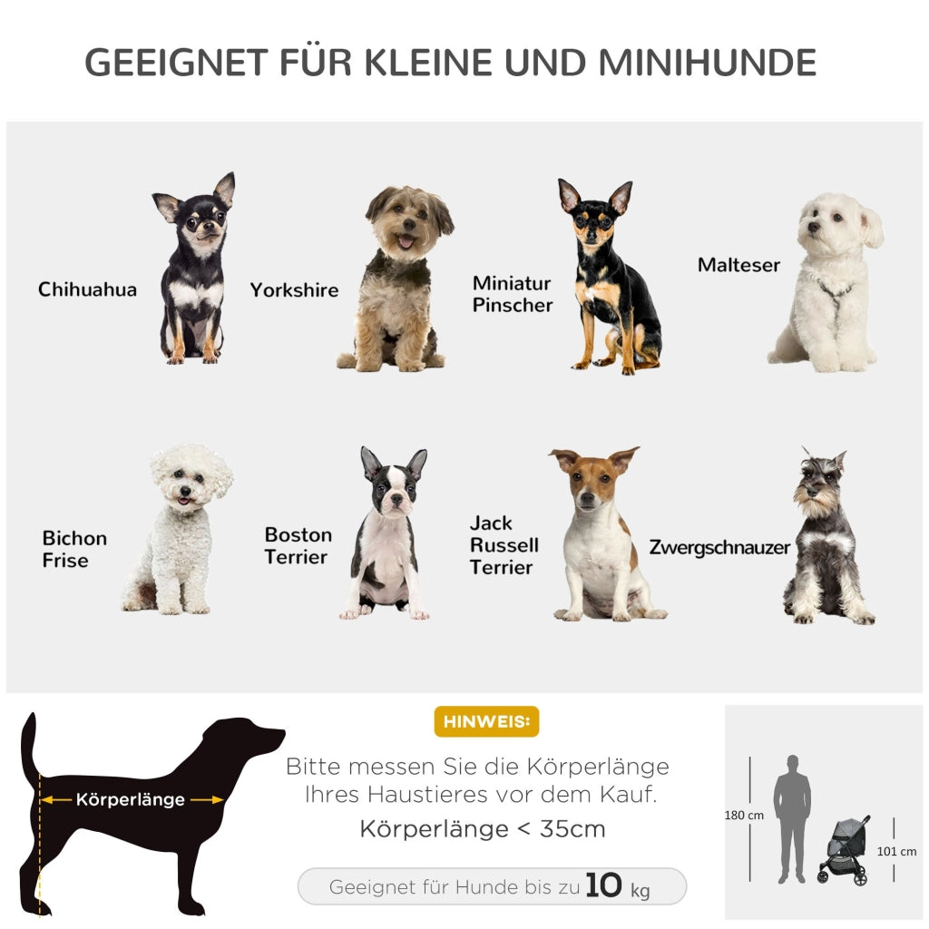 Carrello per animali domestici pieghevole ¨C zephmum ¨C Grigio e nero 83x55x101 cm