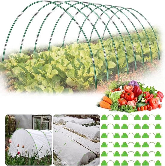 Pacco di 48 bande di vetro di fibra di acciaio per tenda, 8 set di 8,5 FT lunghe bande di giardinaggio, bande di vetro di fibra di acciaio inossidabile per tenda di coltivazione per orti, sostegni per piante per giardini in auto costruzione