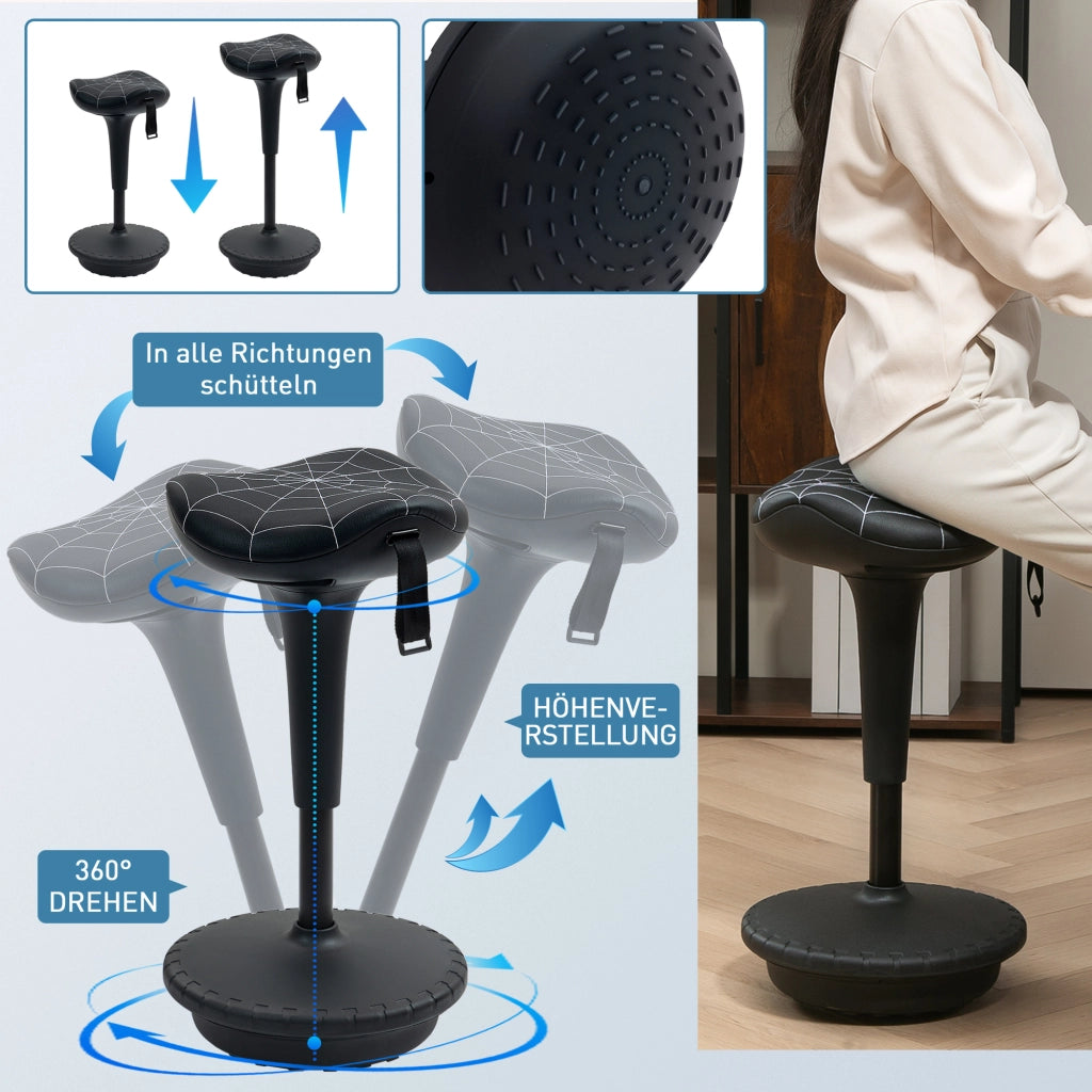 Sgabello da ufficio ergonomico girevole e regolabile in altezza ¨C zephmum ¨C nero 65.5-83.5 cm