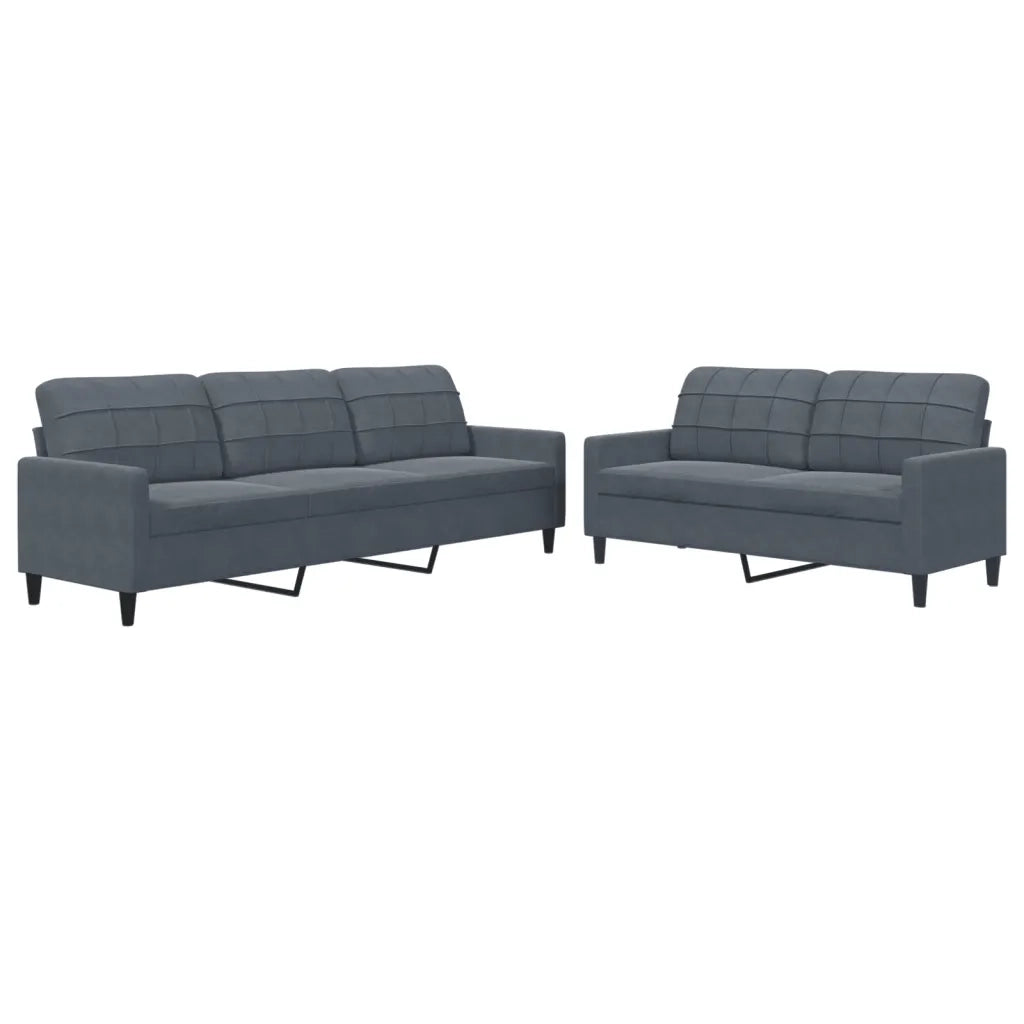 Set di Divani 2 pz con Cuscini Grigio Scuro in Velluto 3278472