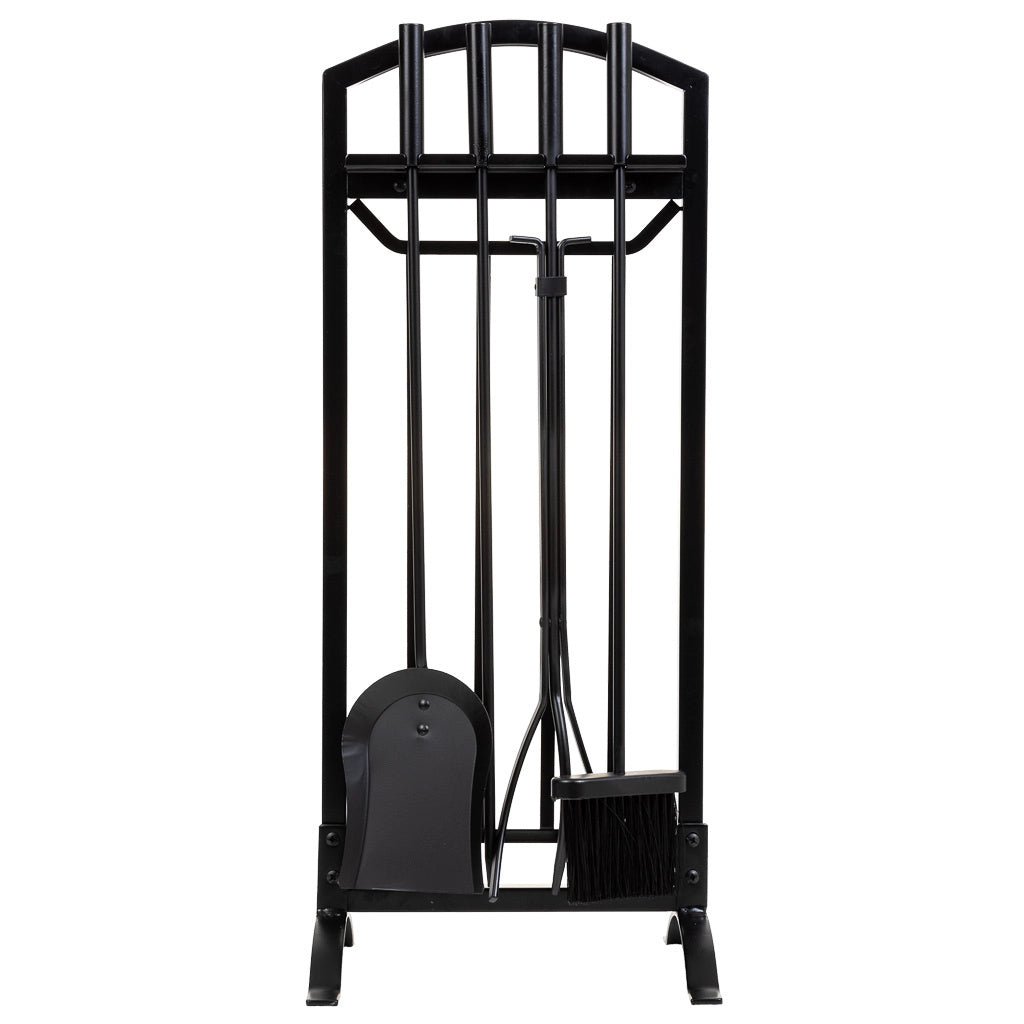 Set di attrezzi per camino in metallo nero 5 pezzi 31x27x75,8h cm