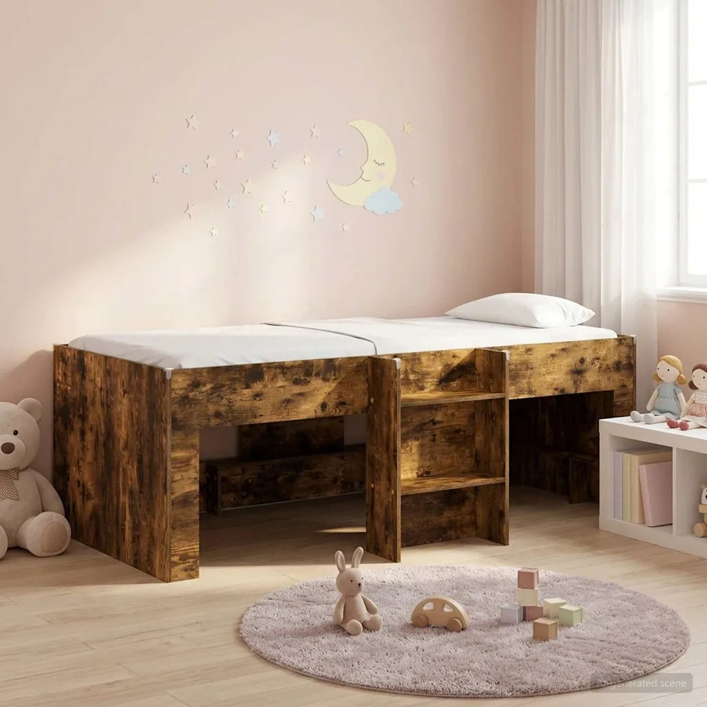 Letto Alto per Bambini 2 pcs Rovere Fumo 98.5 x 200 cm