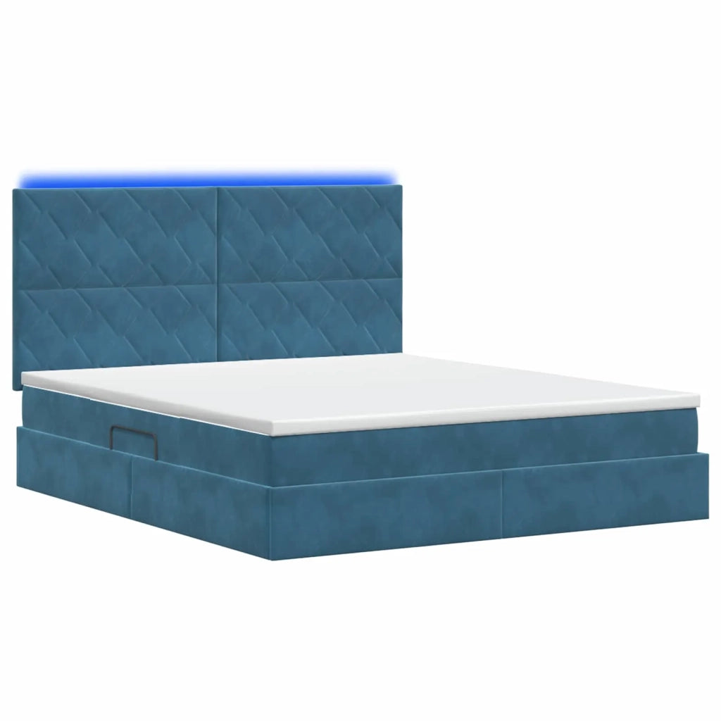 Letto con contenitore LED e materasso Blu Scuro 160 x 200 cm 3460204
