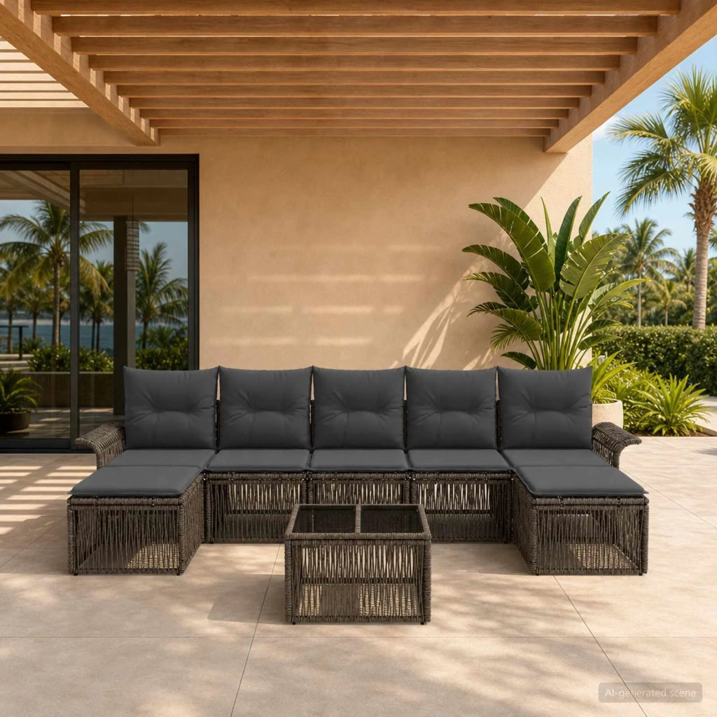 Set Divano da Giardino 8 pcs Grigio polyrattan 3434918