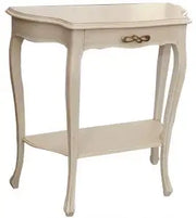 Consolle sagomata in legno con cassetto Shabby chic avorio anticato