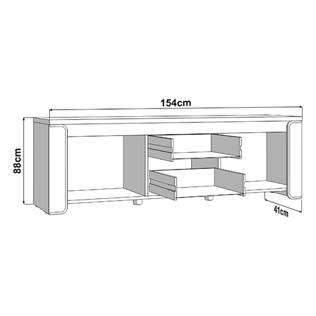 Aramo, Mobile Porta tv 2 Cassetti, 154x40x50h cm Bianco Opaco