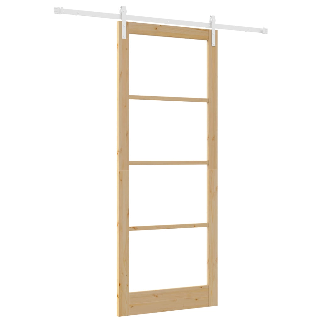Porta Scorrevole con Set di Accessori 'ORKDAL'Legno Solido e Vetro