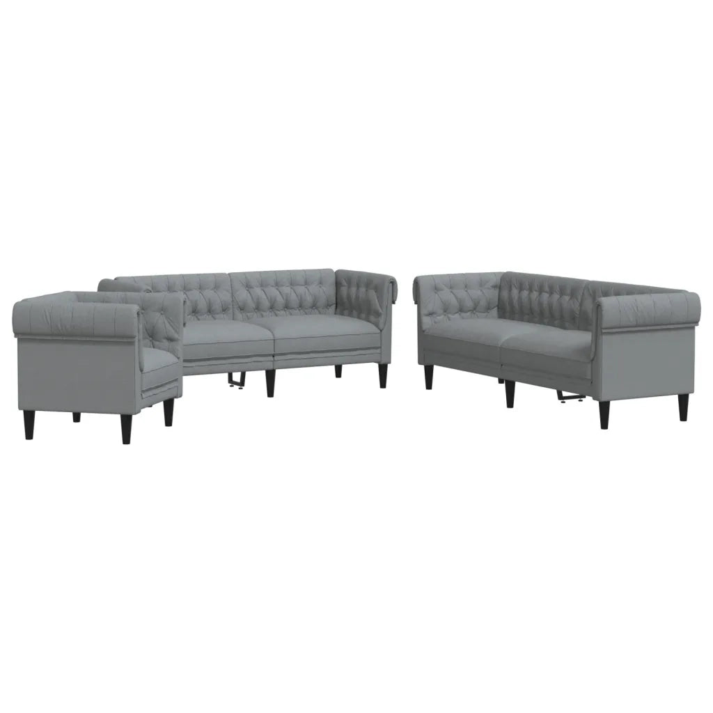 Set di Divani 3 pz Grigio Chiaro in Tessuto 3209191