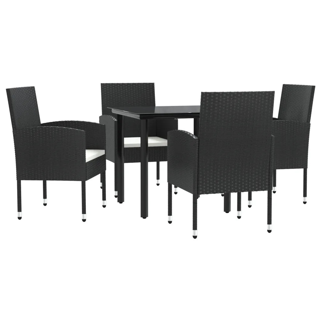 Set da Pranzo da Giardino 5 pz Nero in Polyrattan e Acciaio 3203313