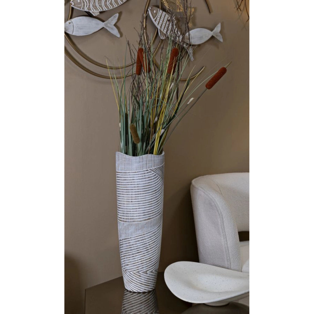 Vaso Decorativo Linee, Bianco, Poliresina, 55x19x19 cm