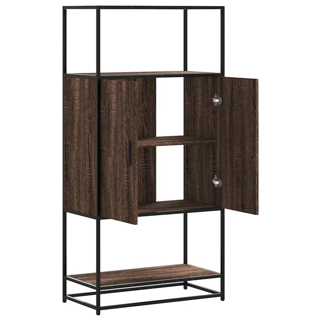 Credenza Rovere Marrone 68x35x139 cm Legno Multistrato Metallo 849043