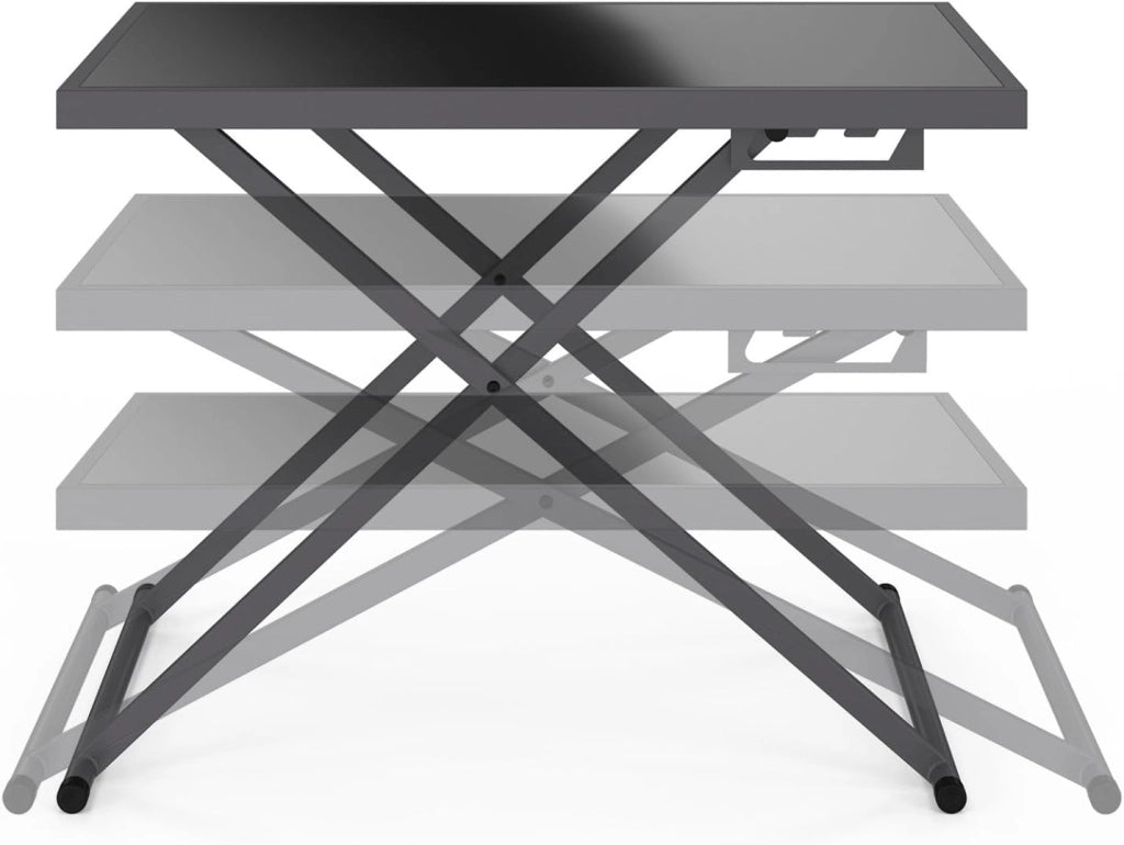 Tavolo da Giardino Rettangolare sollevabile Olie 100 cm in Metallo Grigio Antracite e Piano Grigio