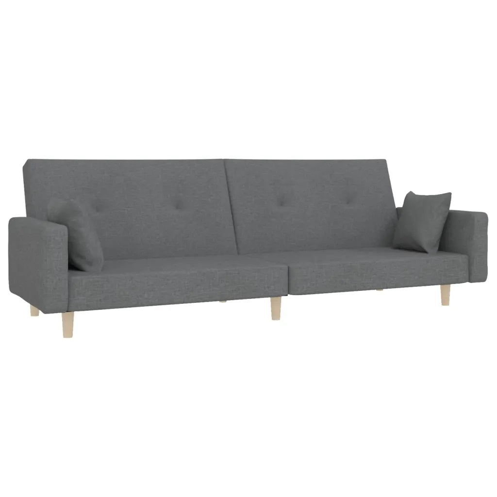 Divano Letto a 2 Posti con 2 Cuscini Grigio Chiaro in Tessuto 375741