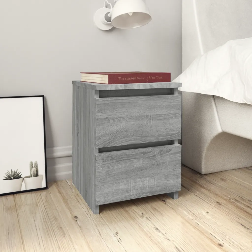 Comodini 2 pz Grigio Sonoma 30x30x40 cm in Legno Multistrato 815330