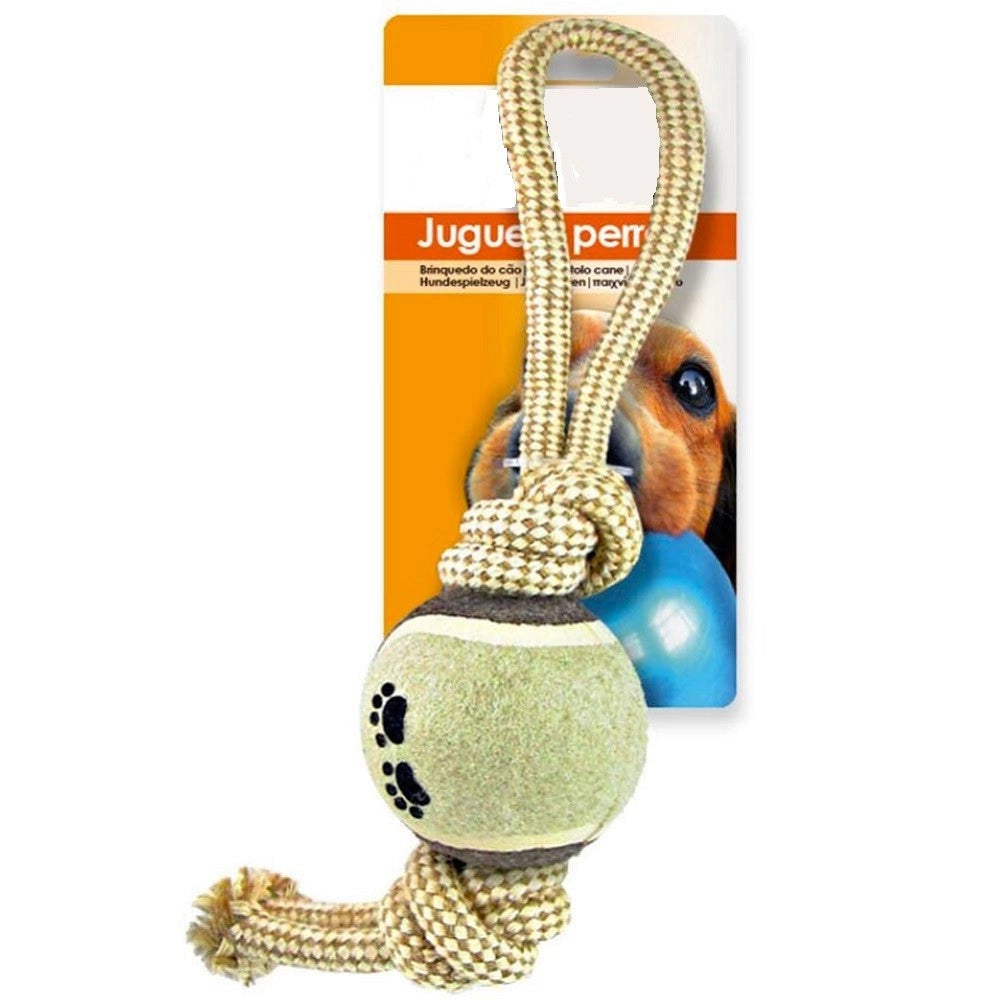 Trade Shop - Palla Da Tennis Con Corda Per Cani In Corda Nylon Gioco Animali 35 X 6 X 10 Cm -