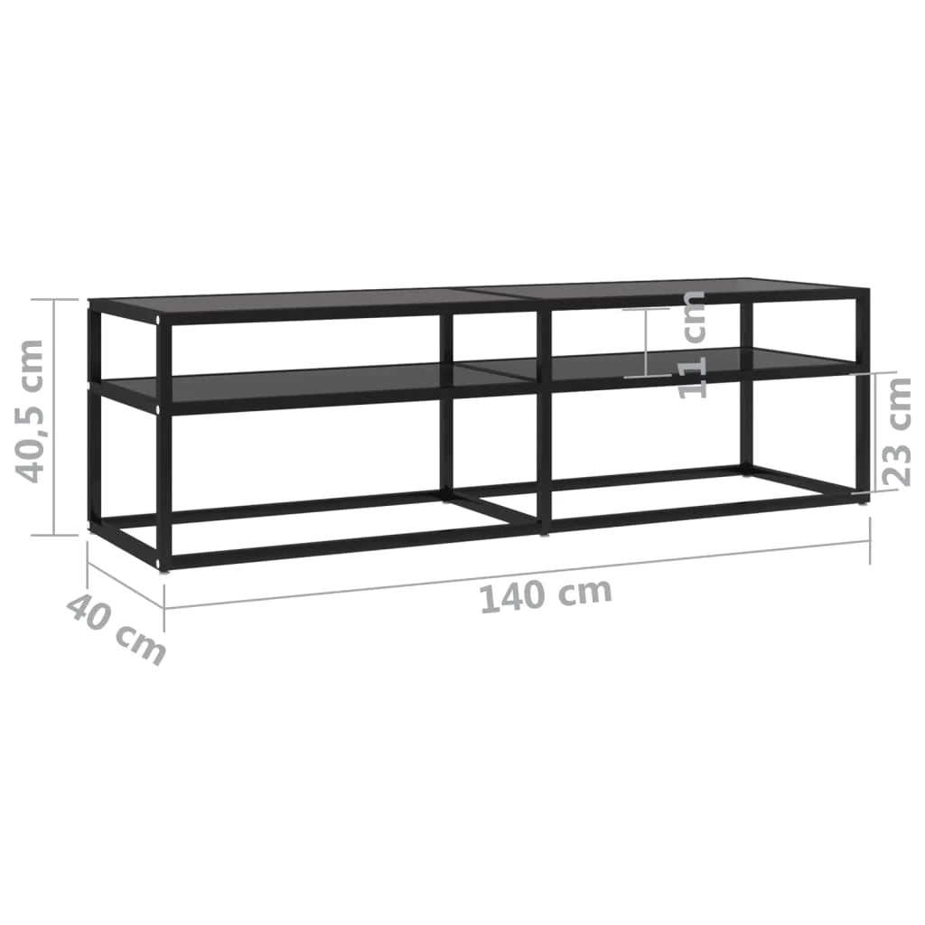 Mobile TV multimediale mensola TV credenza mobile TV sala da pranzo soggiorno camera da letto 140 x 40 x 40,5 cm vetro temperato nero 02_0025937