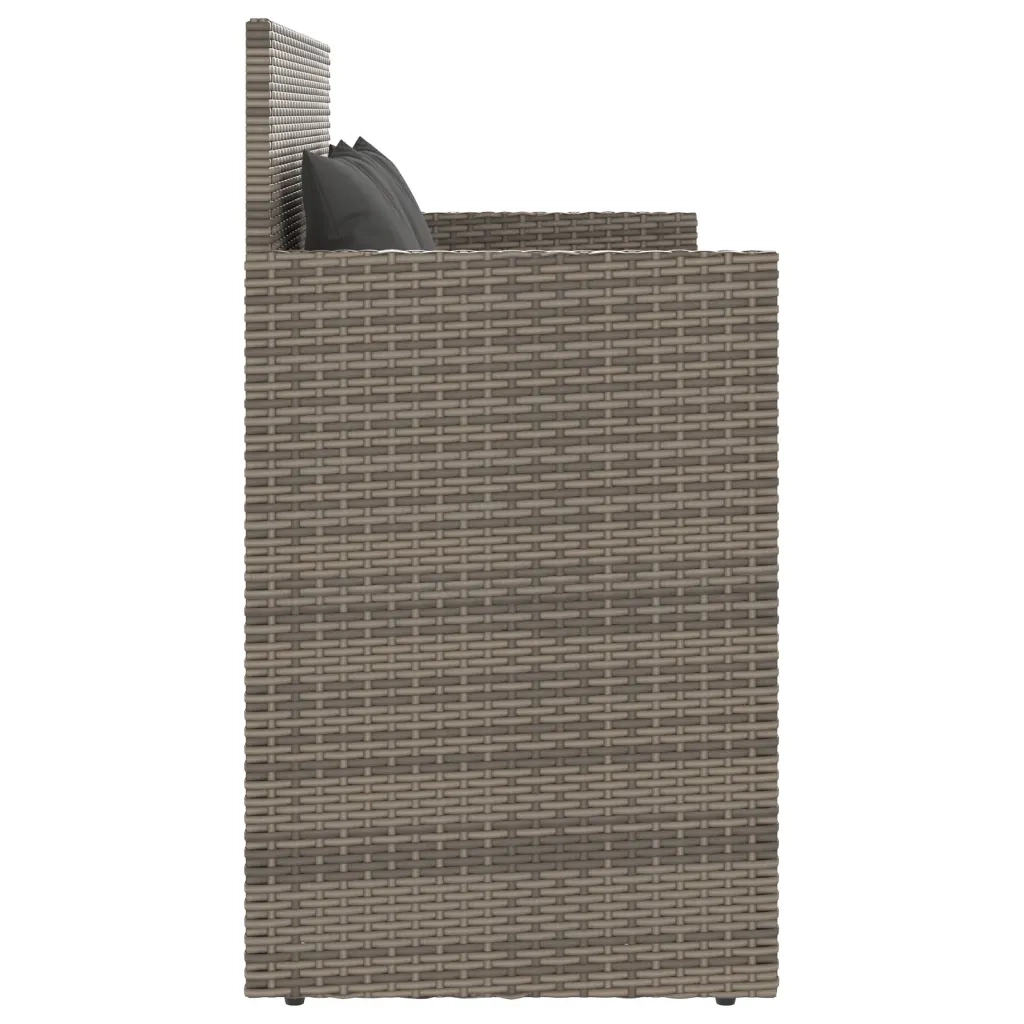 Panca da Giardino con Cuscini Grigia in Polyrattan 365763
