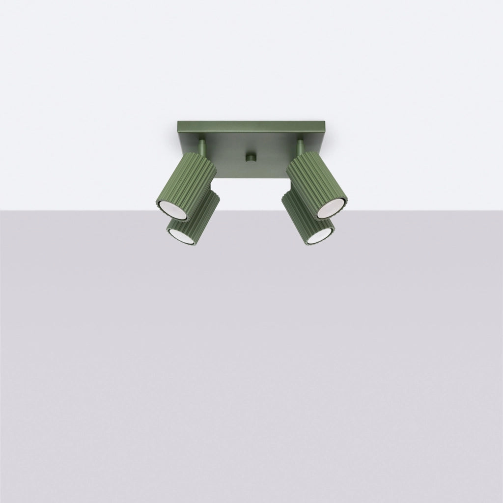 Plafoniera quadrata moderna verde oliva 25cm 4xGU10 GRAVIO