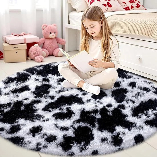 Tappeto 120x120 cm - morbido con piumino Shaggy - lavabile in macchina - antiscivolo - avvertenza di sicurezza - ideale per salotto/camera da letto/camera dei bambini - tappeto da pavimento