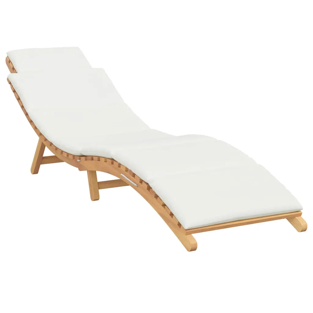 vidaXL Lettino da sole con cuscino Bianco crema 188 x 55 x 59 cm