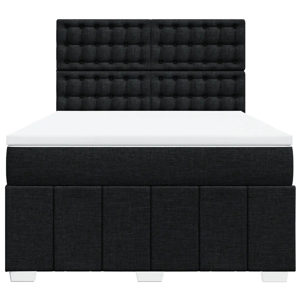 Giroletto a Molle con Materasso Nero 140x200 cm in Tessuto