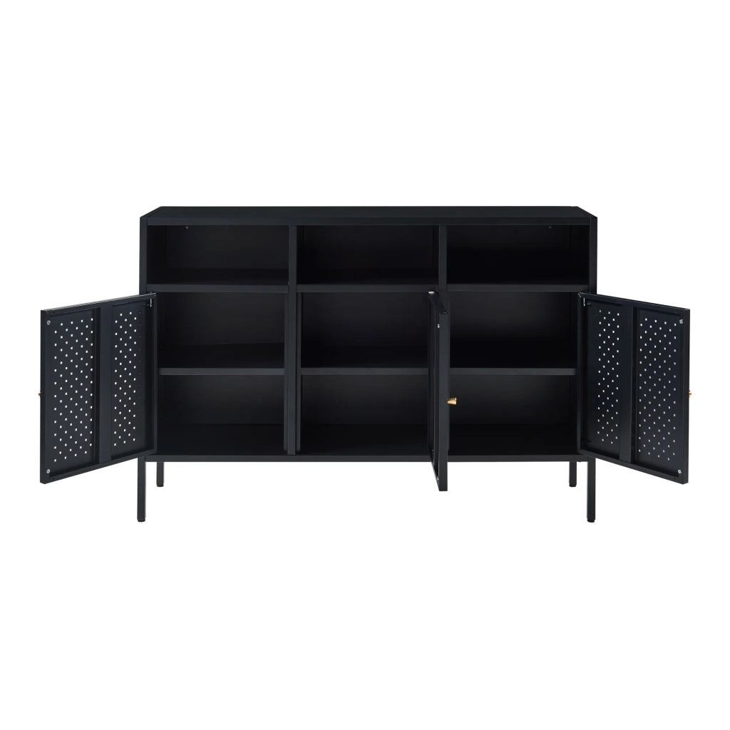 Credenza cassettiera mobile contenitore per soggiorno ingresso camera da letto acciaio 119 x 35 x 80 cm nero 03_0009025