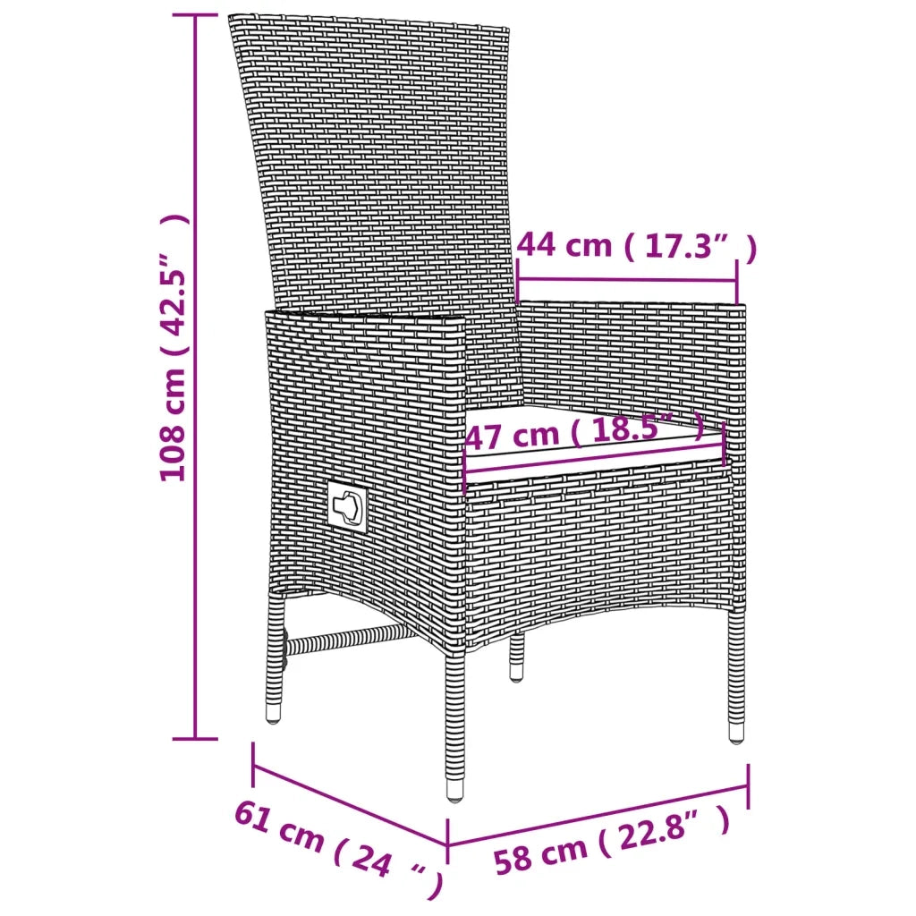 Set da Pranzo da Giardino 7 pz con Cuscini Beige in Polyrattan 3157570
