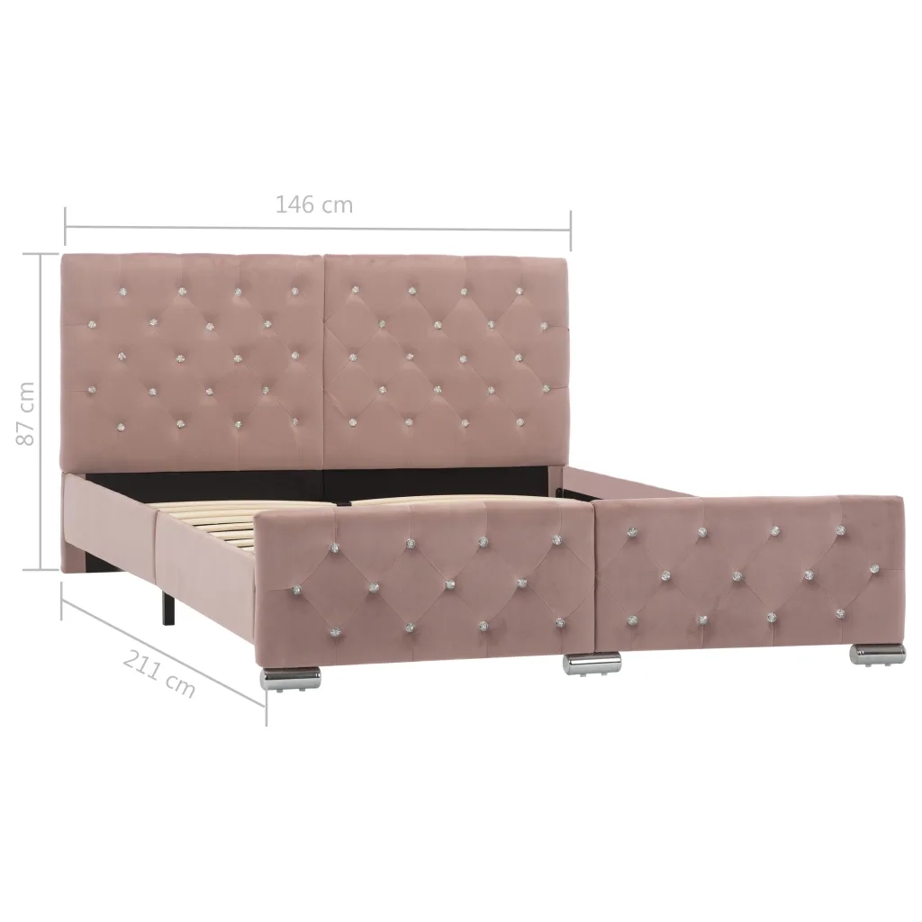 Giroletto-Struttura Letto Rosa in Velluto 140x200 cm