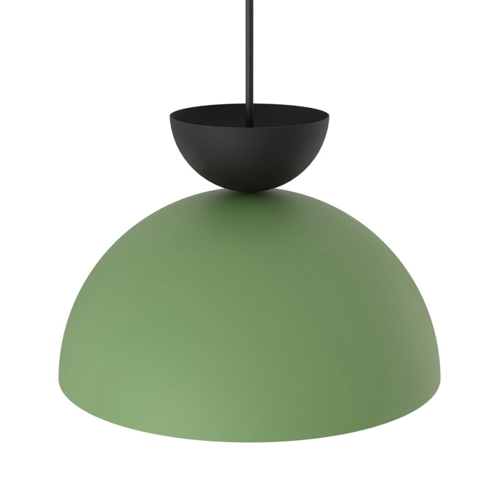 Lampada a sospensione Lunaro verde con dettagli neri