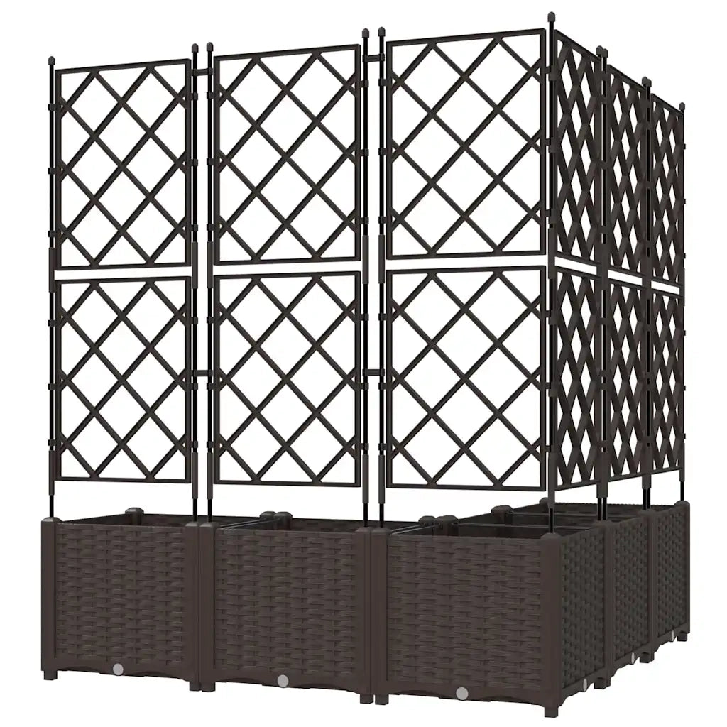 Fioriere | Cassetta per fiori | Vaso da giardino 5 pz Marrone 120 x 120 x 143 cm Plastica