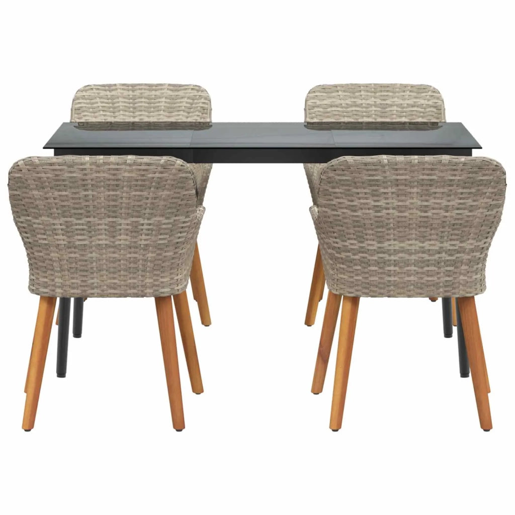 Set da Pranzo per Giardino 5 pcs Grigio chiaro polyrattan