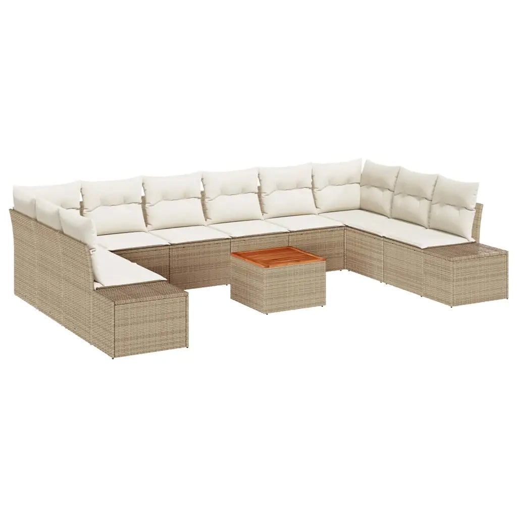 Set Divano da Giardino con archiviazione 11 pcs Beige e bianco 3356678