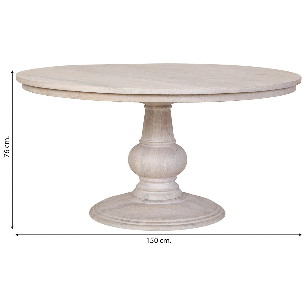 Tavolo da pranzo in legno bianco 150x150x76h cm